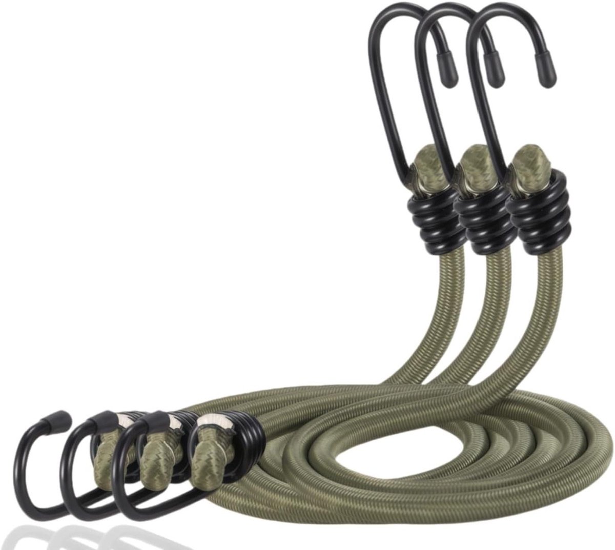 Bungee Koorden - Elastische Spanners - Vastzetten van lading - Met stalen haken - 60 inch - Groen