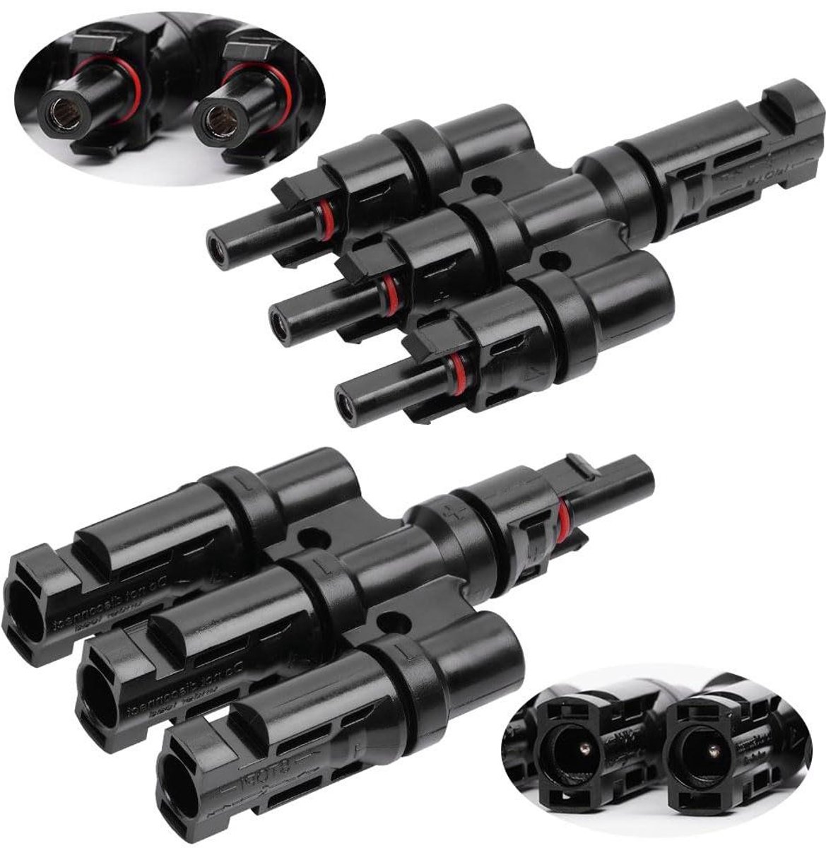 Zonnepaneel Connector - Zonne-aftakking Adapter - Parallelle Zonneverbinding - IP67 Waterdicht - 3 naar 1 - Zwart