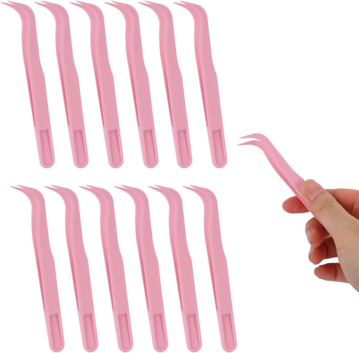 Kunststof Pincetten - Knutsel Pincet Hobby Pincet - Knutselen en Decoreren - Antislip Gebogen Punt - 115 cm - Roze
