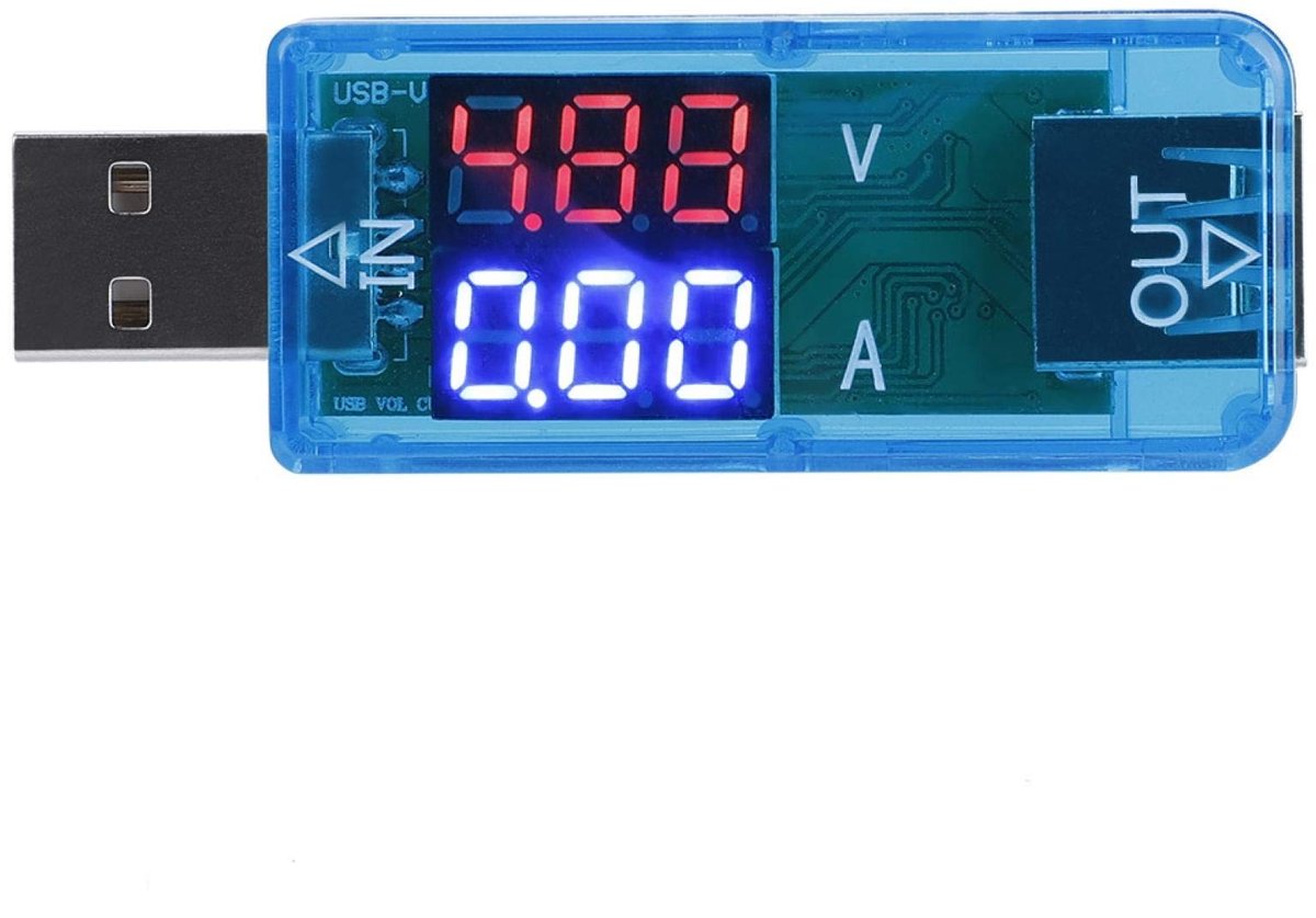 Allecto - USB Tester met Kleurenscherm - Multifunctionele Voltmeter en Ammeter met Dubbele USB Poorten (Blauw)