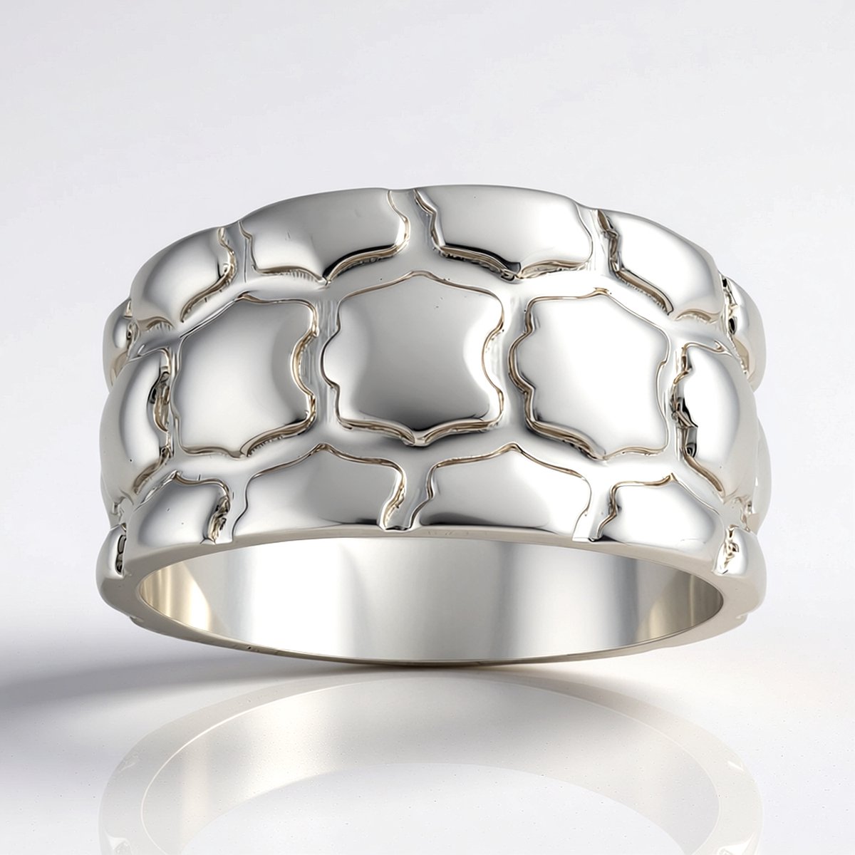 Cavill - Robuuste zilveren herenring - 925 Sterling Zilver met platinering - Geometrisch arabesken patroon - Stijlvolle moderne herensieraden