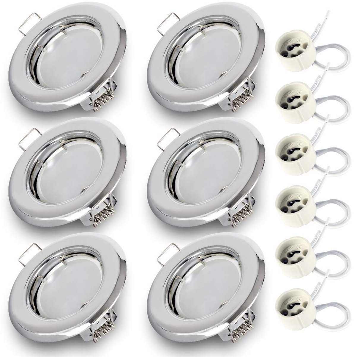 Kwazar Luminaire LED-inbouwspot met frame GU10 7W neutraal wit 4000K inbouwframe plafondspot RIK.15 (set van 6, zilver)