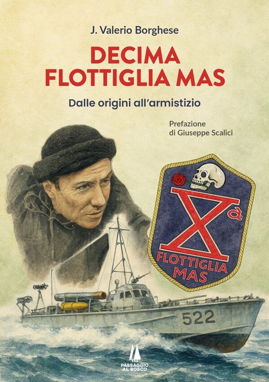 Boekomslag: een marinier en een patrouilleboot met het Decima Flottiglia MAS-logo met een schedel en roos.