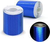 Reflecterende tape - Reflecterende stickers - Veiligheidstape - Reflecterende veiligheidstape - Geschikt voor voertuigen, helmen, kleding en diverse andere artikelen - 5*100cm - Blauw - Verpakking van 2 stuks