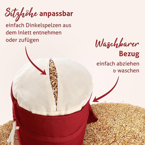 Yoga Bolster - Yoga Roll - Yoga Oefenen - Handgemaakt in Duitsland - 64 x 24 cm - Bordeaux — afbeelding 4