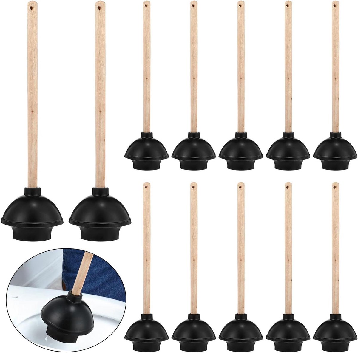 Toilet Plunjers - Ontstopper Riool - Verstopping Verhelpen - Dubbele Stuwkracht Zuignap - 65 cm Lengte - Zwart