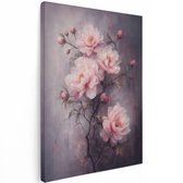 Artaza Tableau sur Toile Fleurs Roses - Art Abstrait aux Teintes Douces - 90x120 cm - Grand - Décoration Murale Salon - Tableaux - Décoration Murale