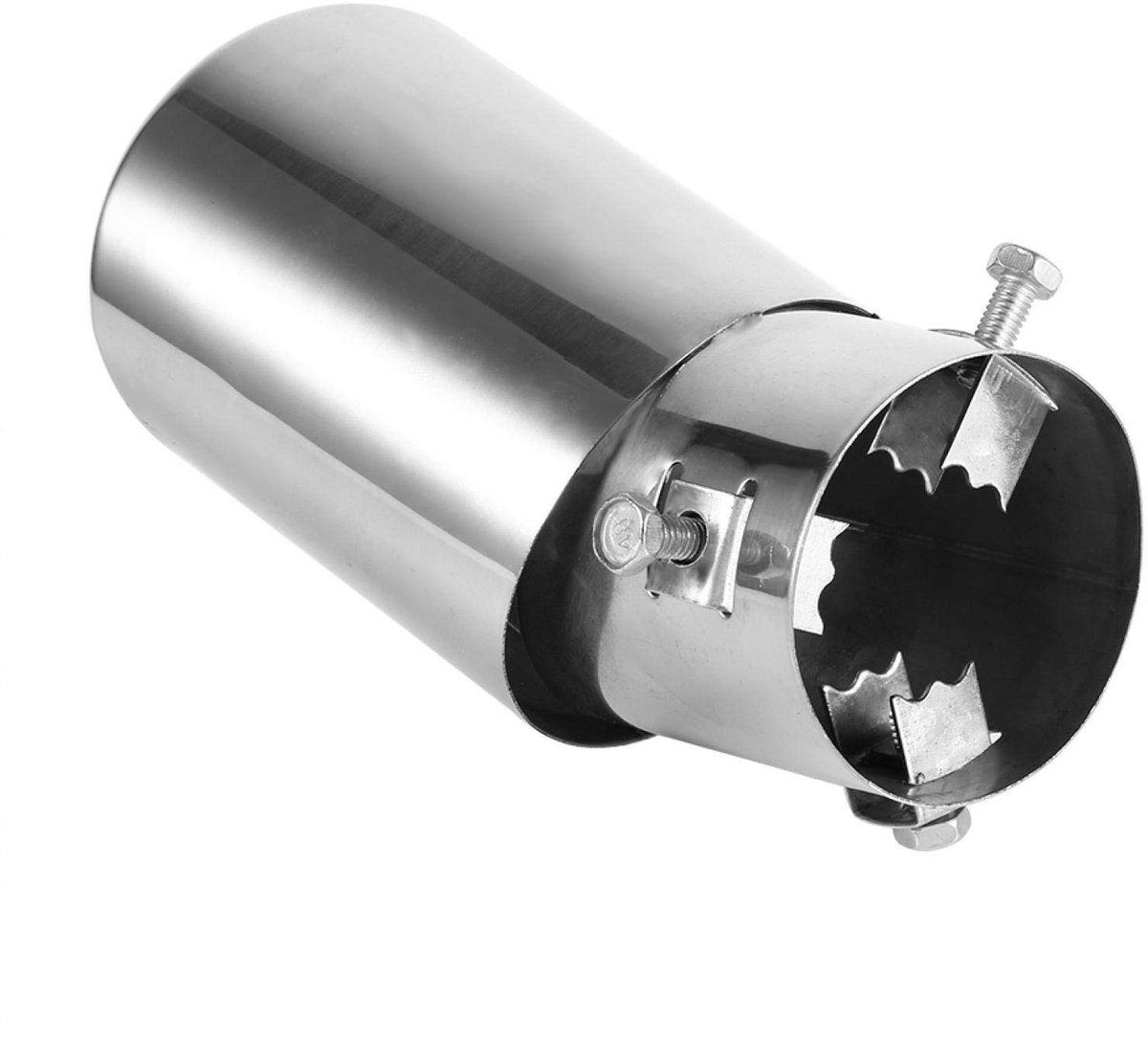 Allecto - Auto Uitlaat Tip - Universele Chrome Rvs - Gebogen Design - Geschikt voor Auto's - 50mm - Uitlaatpijp Accessoire