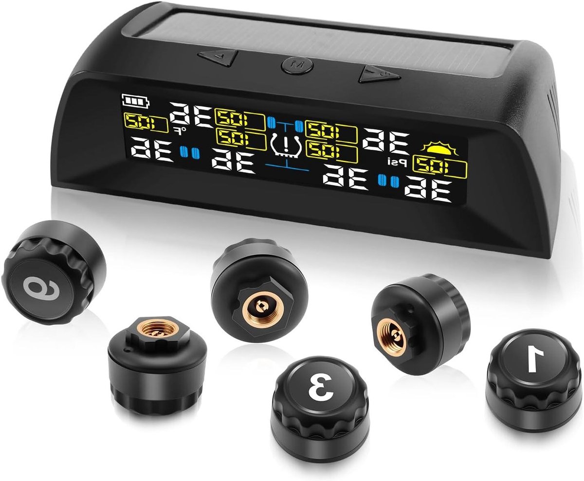 Bandenspanningssysteem - TPMS Systeem - Veilig Rijden - 6 Wiel Monitoring - 6 Sensoren - Zwart