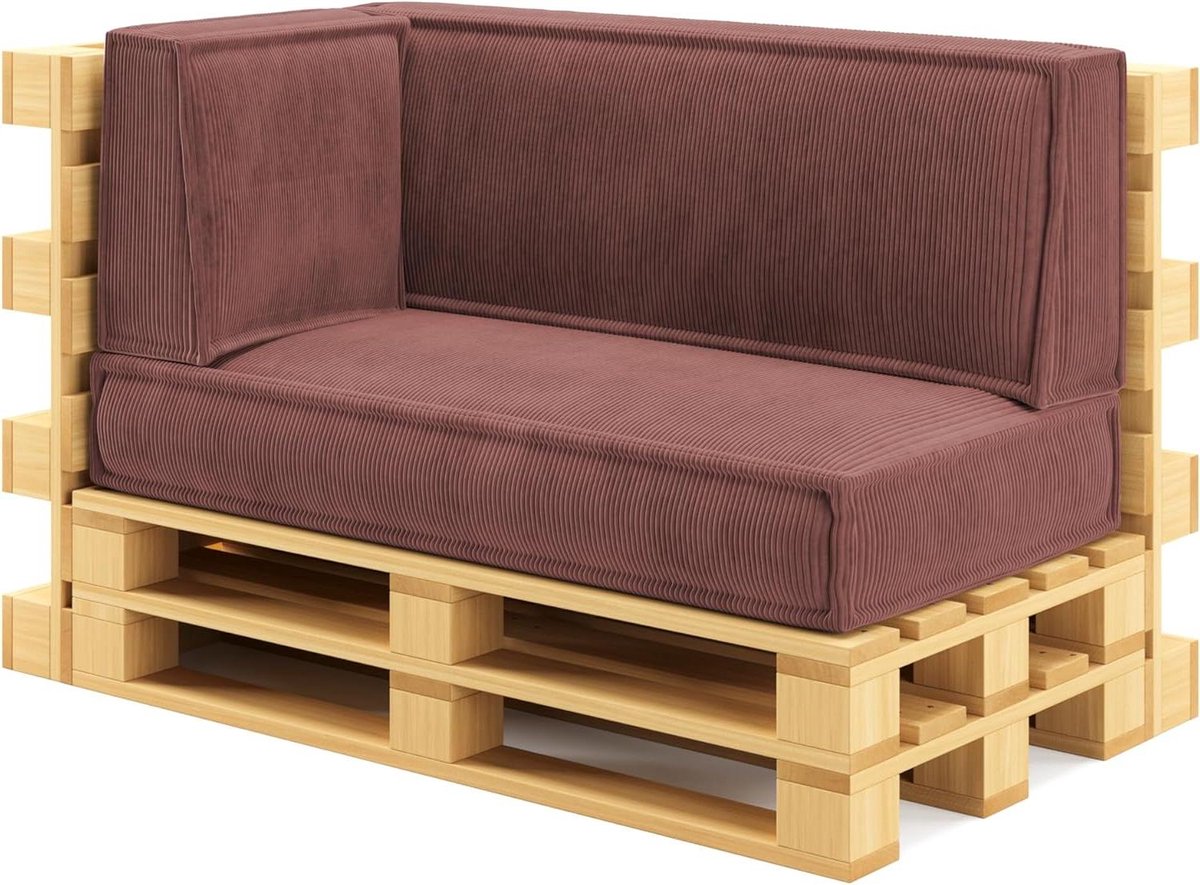 Palletkussens Set - Tuinkussens Bankkussens - Comfortabel Zitten - Afneembare Hoes - 3-delige Set - Donkerroze