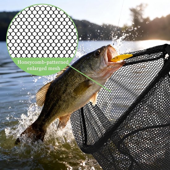 Vouwbare Vissen Net - Driehoek 90 cm met Rubber Landing Net - Telescopisch voor Buiten - Vogel Vissen - Forel - Aquarium - Karper - Vissen Benodigdheden - Visgerei — afbeelding 3