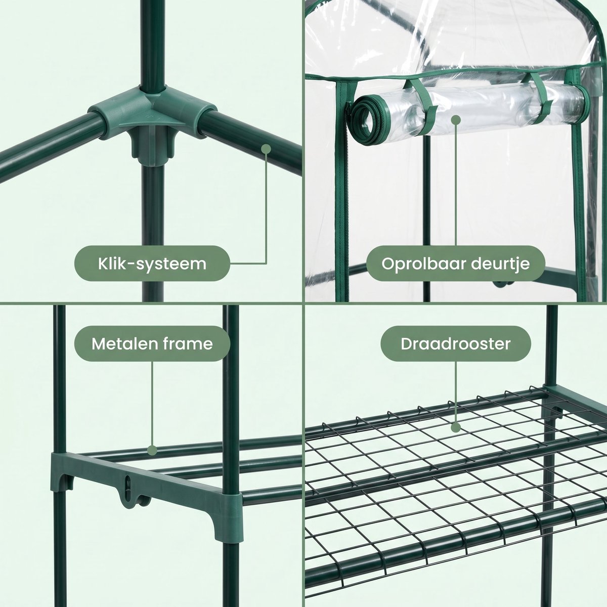 Cheqo® Broeikas - Kweekkas - Mini Kweekkas voor Balkon en Tuin - Tuinkas - Foliekas - Plantenkas - Miniserre - Serre - Tomatenkas - Moestuin - Kweekhuis - 4 Verdiepingen - Groente Kweken - Weerbestendig - Compacte Kas voor Terras en Balkon – foto 4