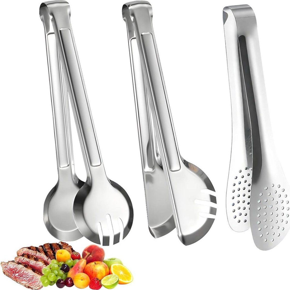Broodtang, steaktang, kip- en barbecuetang, grilltang, buffettang van roestvrij staal.