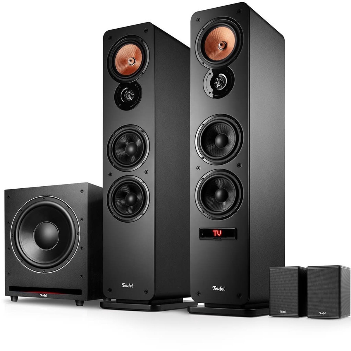 Teufel Ultima 40 ACTIVE 3 Club Edition 4.1 Bluetooth surroundsysteem met draadloze actieve achterluidsprekers en krachtige subwoofer, basreflex, ingebouwde versterker, HDMI ARC CEC‌ - zwart