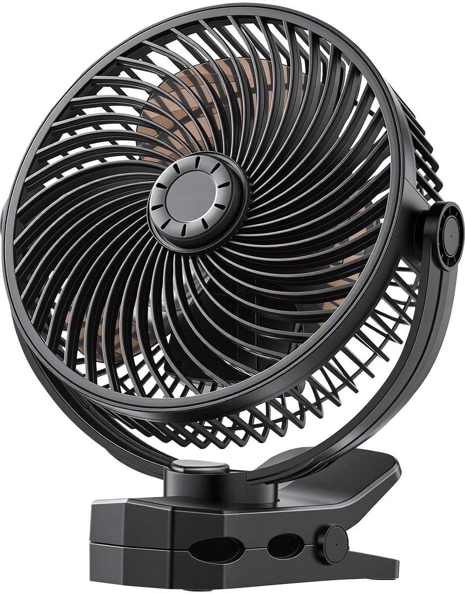 Ventilator met klem - USB-bureauventilator - Mini - 3 Snelheden - Circulatiestand - Zwart