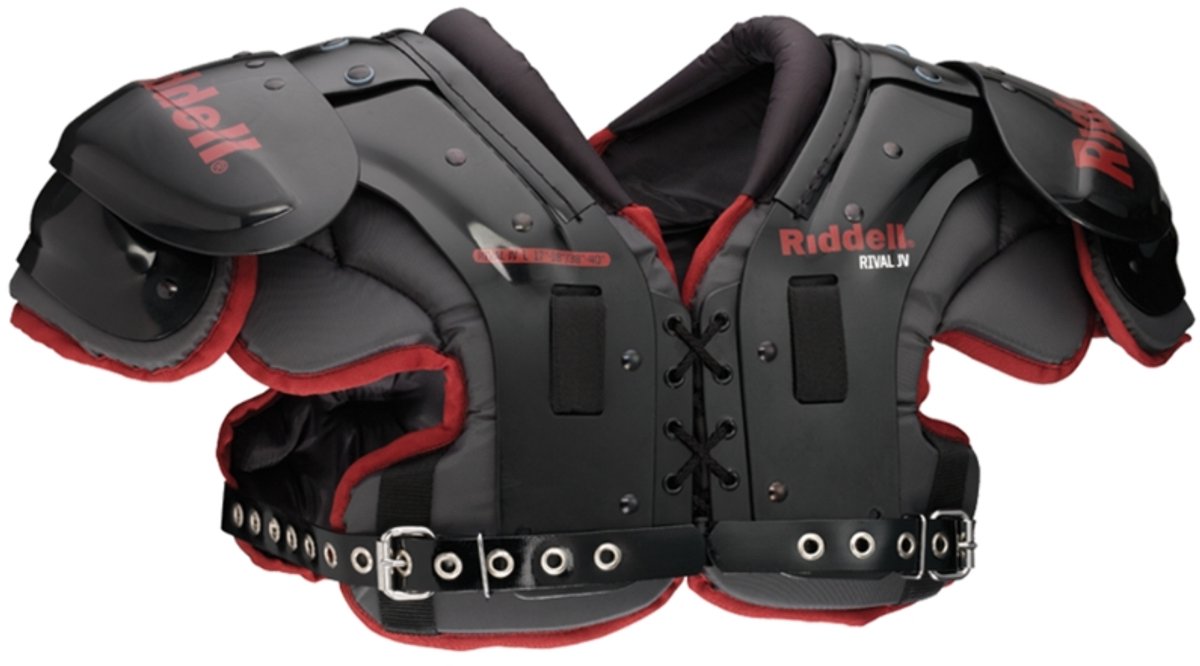 Riddell Rival L (Junior Size) Varsity American Football Shoulder Pads Black/Red voor Sport American Football