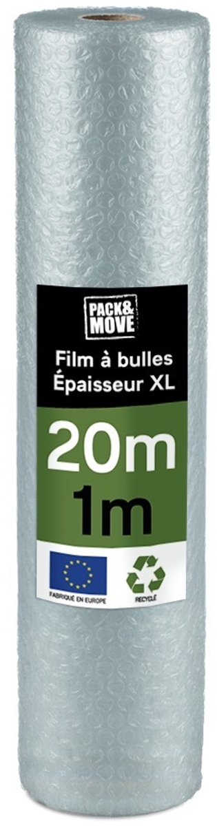 Pack And Move - Gerecyclede Noppenfolie - 1 x 20 M - Verhuizing, Verzending En Bescherming - Kwaliteitsfolie - 70% gerecycled