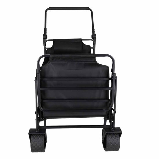 MOZY® - 2 in 1 Bolderkar en Ligbed - Zwart - 120 x 64 x 108 cm - tot 150 kg - Verstelbare Hendel - Opvouwbaar - Bolderwagen - Duwkar - Ligbed - Veldbed - Kampeerbed - Ligstoel - Visbed - Stretcher — afbeelding 4