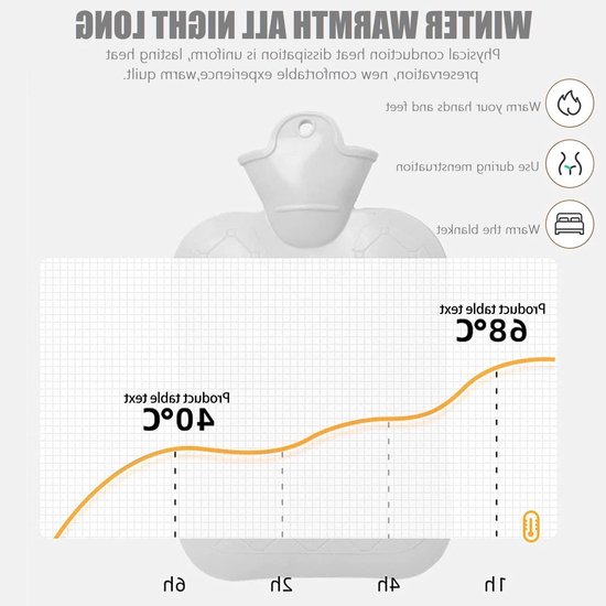 Warmwaterkruik - Zachte Kruik - Warmte Gebruik - Lekvrij Ontwerp - 1 Liter - Cartoonpatroon — afbeelding 4