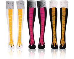 Unieke Kippenpoot Sokken - Creatief Ontwerp met Vogelpoot Motief, Zacht Polyester, 3 Paar, Diverse Kleuren, Perfect voor Cadeaus en Feestjes