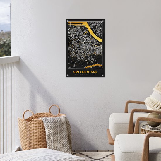 Carte Décoration Décoration de jardin - Spijkenisse - Or - Zwart - 40x60 cm - Affiche Jardin - Toile Jardin