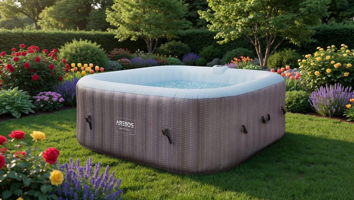 Spa whirlpool 2400W | Outdoor pool | for 6 people 185x185 cm | 130 massage jets | 910 L with heating | Inflatable function at the touch of a button | Incl. cover | Bubble Spa & Wellness Massage-Mobili Bella