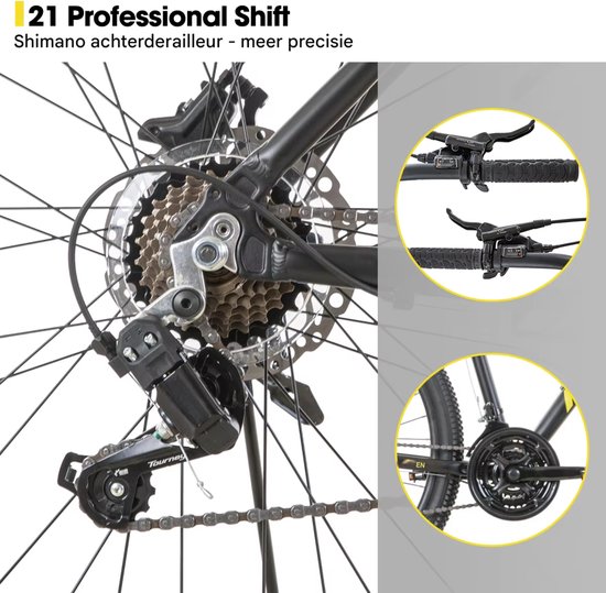 Mountainbike - Voor heren - 21 versnellingen, hydraulische schijfremmen, vergrendelbare verende vork, 27,5 inch (70 cm) wiel - Green-21 van Merkloos — afbeelding 4