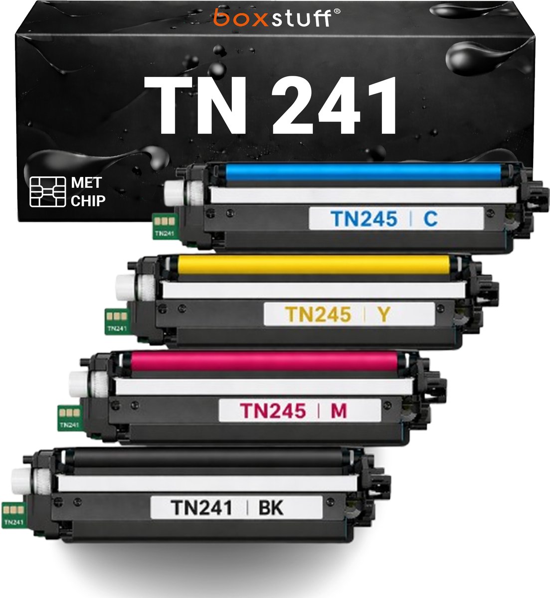Boxstuff toner geschikt voor Brother TN-241 / TN-245 multipack (4x) – voor DCP-9015CDW, DCP-9020CDW, HL-3140CW, HL-3150CDN, HL-3150CDW, HL-3170CDW, MFC-9130CW, MFC-9140CDN, MFC-9330CDW, MFC-9340CDW