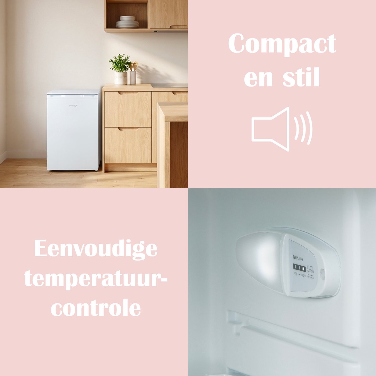PRIMO PR197FR Koelkast Tafelmodel - Kleine Koelkast - 131L - 35 dB Stil - Energielabel C - Wit — afbeelding 6