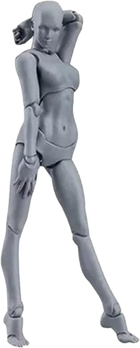 Verstelbare Mannequin voor Actiefiguren - Aanpasbare Houdingen voor Schetsen en Schilderen, Grijs Model voor Kunstenaars