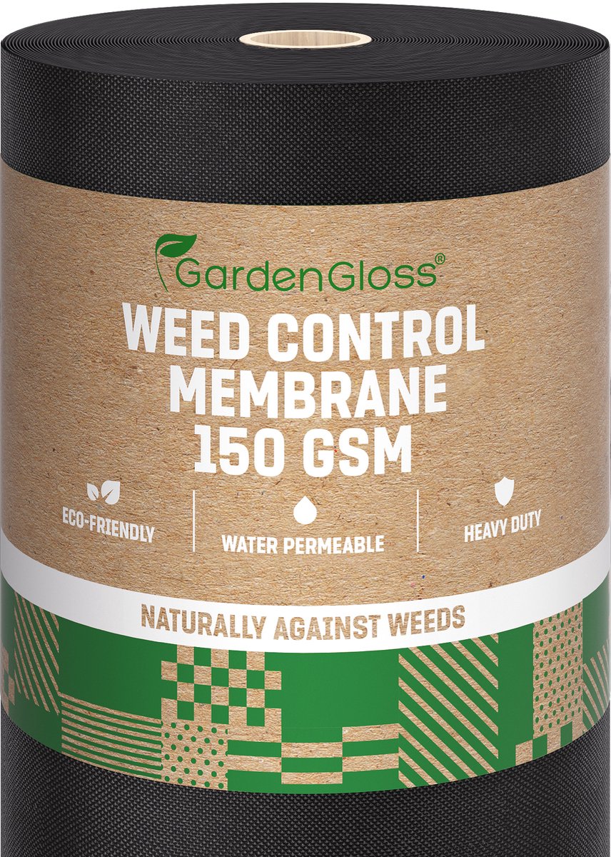 GardenGloss® 25m² Onkruidvlies Tuinvlies 150g/m² Extra Sterk Tegen Onkruid - Extreem Scheurvast En Hoge UV-Stabilisatie - Onkruidfolie Waterdoorlatend (25m x 1m, 1 Rol)