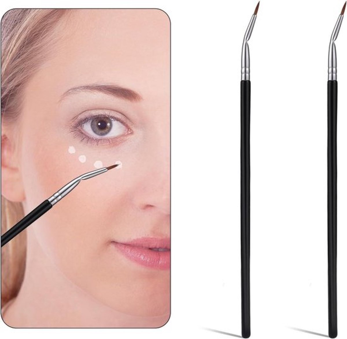 Opvouwbare Eyelinerkwast, Hoekige Sikkelvorm, Boven- en Onderoogliner, Make-Up Tool met Detail voor Vrouwen