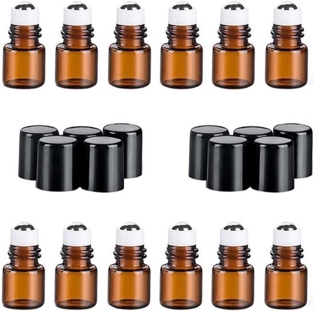 Mini Amber Glas Roller Flessen voor Cosmetische Make-up - 12 Stuks