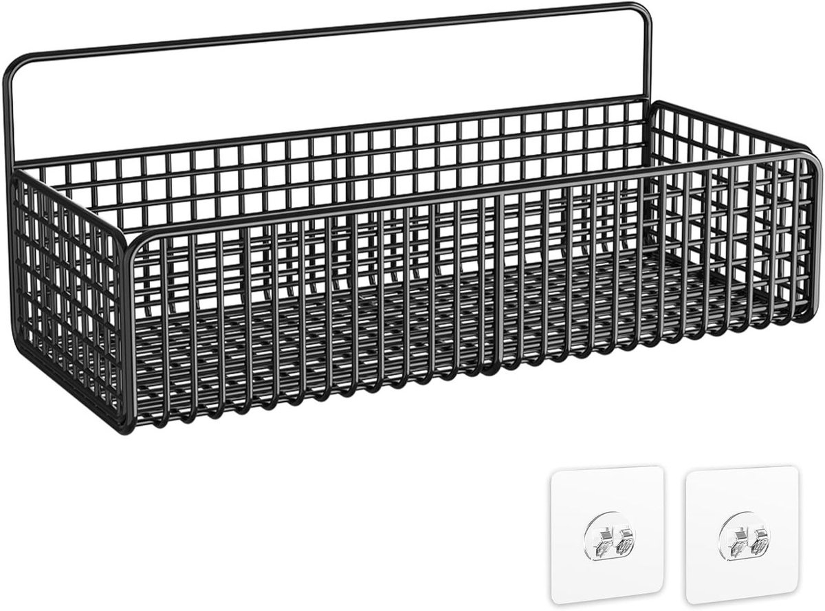Shower Caddy zonder boren, zelfklevend doucherek voor shampoo en zeep, wandopslag voor badkamer, zwart roestvrijstalen organizer met meerdere planken