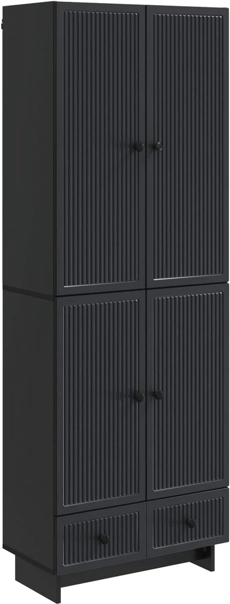 vidaXL Kast - Set - 2 - st - Zwart - Bewerkt - hout