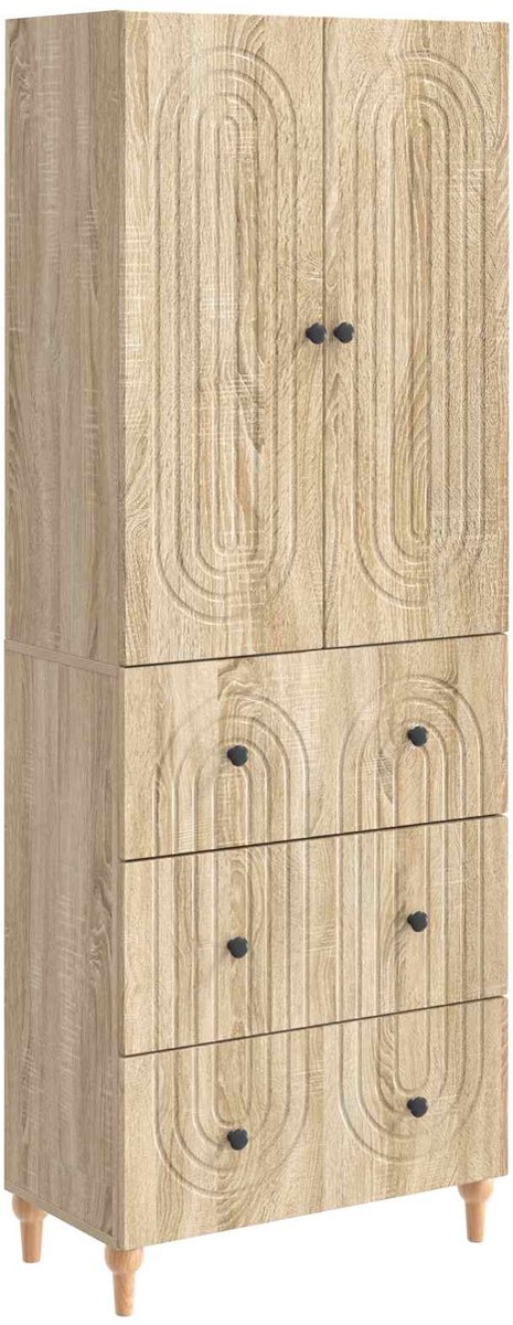 vidaXL Kast - Set - 2 - st - Bewerkt - hout Sonoma eiken