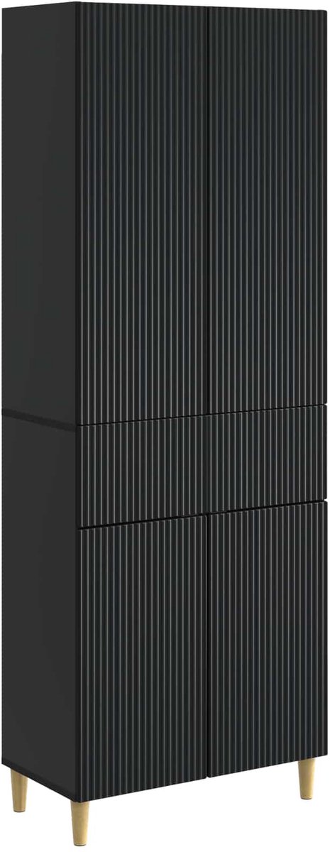 vidaXL Kast - Set - 2 - st - Zwart - Bewerkt - hout