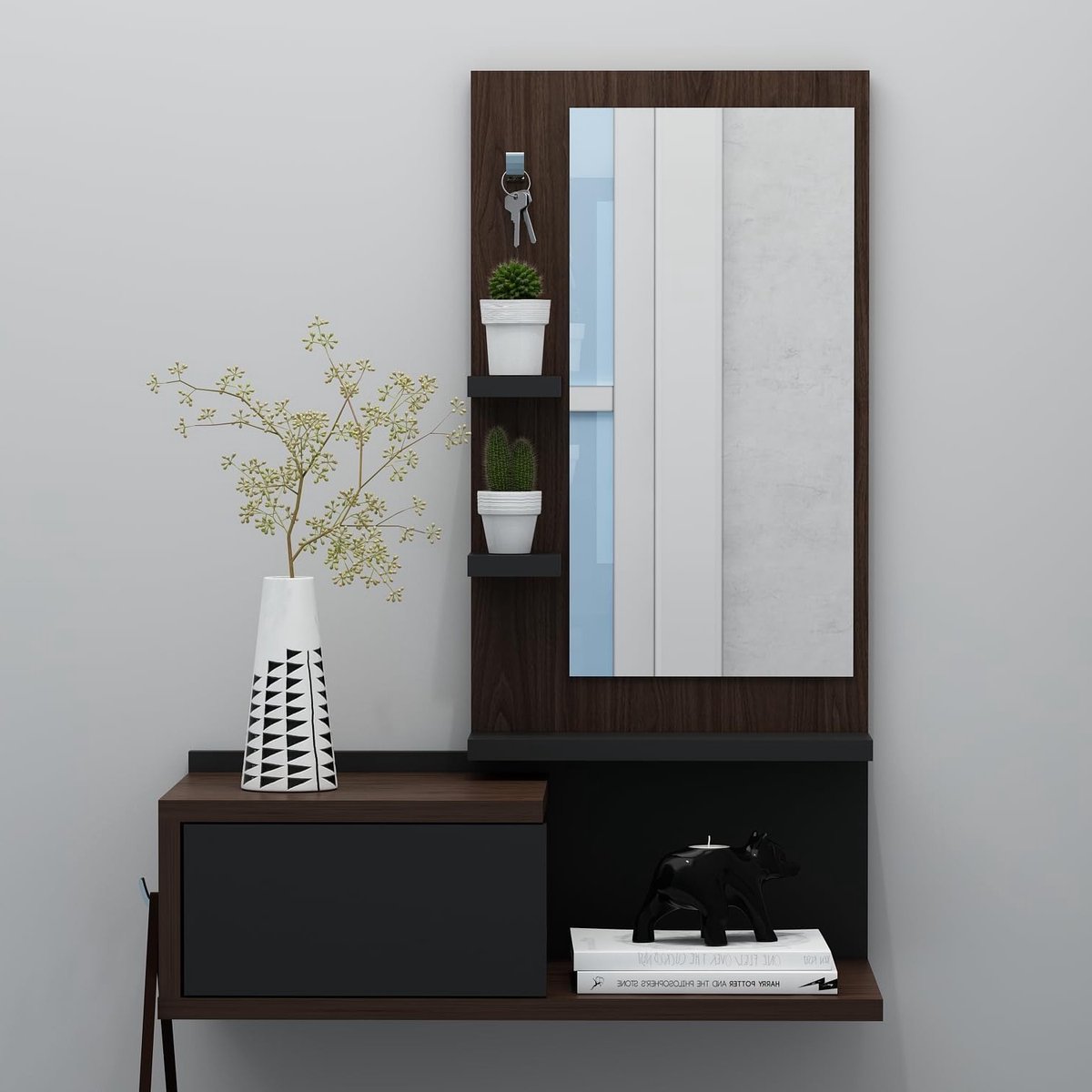 Hanging Hallway Meubel Spiegelkast met Lades, Spiegel en Plank in Modern Design voor Entre