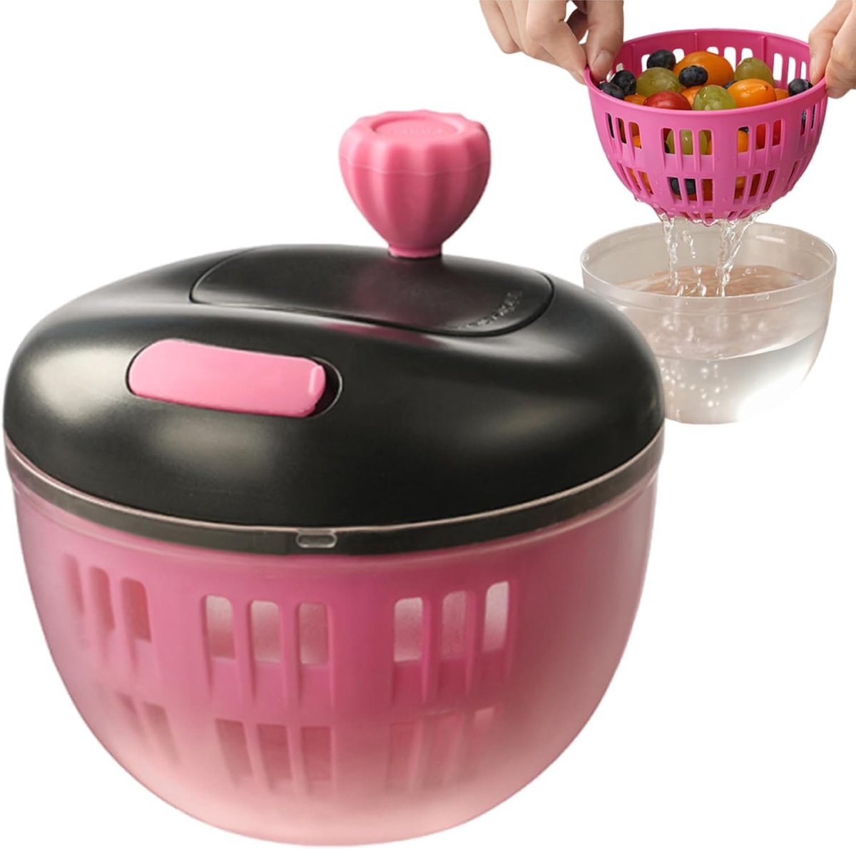 JeiibrZui Handmatige Groenteslinger Met Zeefmand En Kom - 800ml - 1 Stuks - Transparant Voor Thuis Picknick Reizen