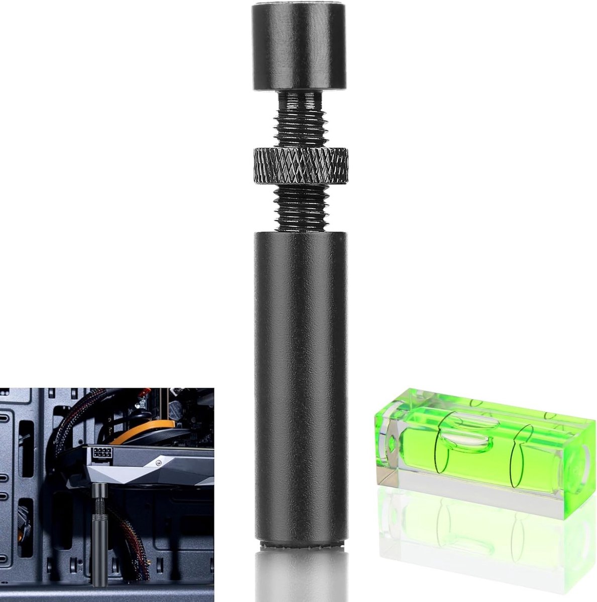 Verstelbare Aluminium GPU Steun voor Grafische Kaarten - Zwart, Magnetisch en Hoogte-instelbaar (49-80mm)