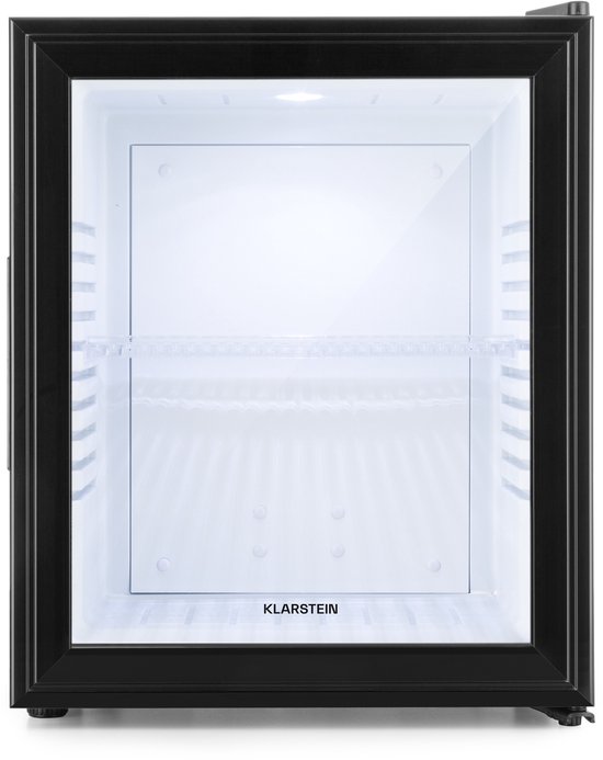 Klarstein minibar mini koelkast 30L stil 23dB glazen deur 3 temperatuurstanden verstelbaar compact zwart