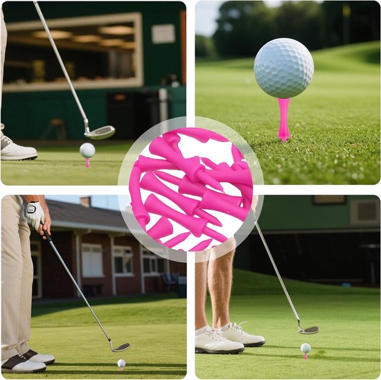 Jhubersproducts - Golf Tees - 100 Stuks - Duurzaam - 57 mm - Ideaal voor golfers - Roze - Geschikt voor golfaccessoires - Perfecte tee voor elke golfe van Jhubersproducts — afbeelding 3