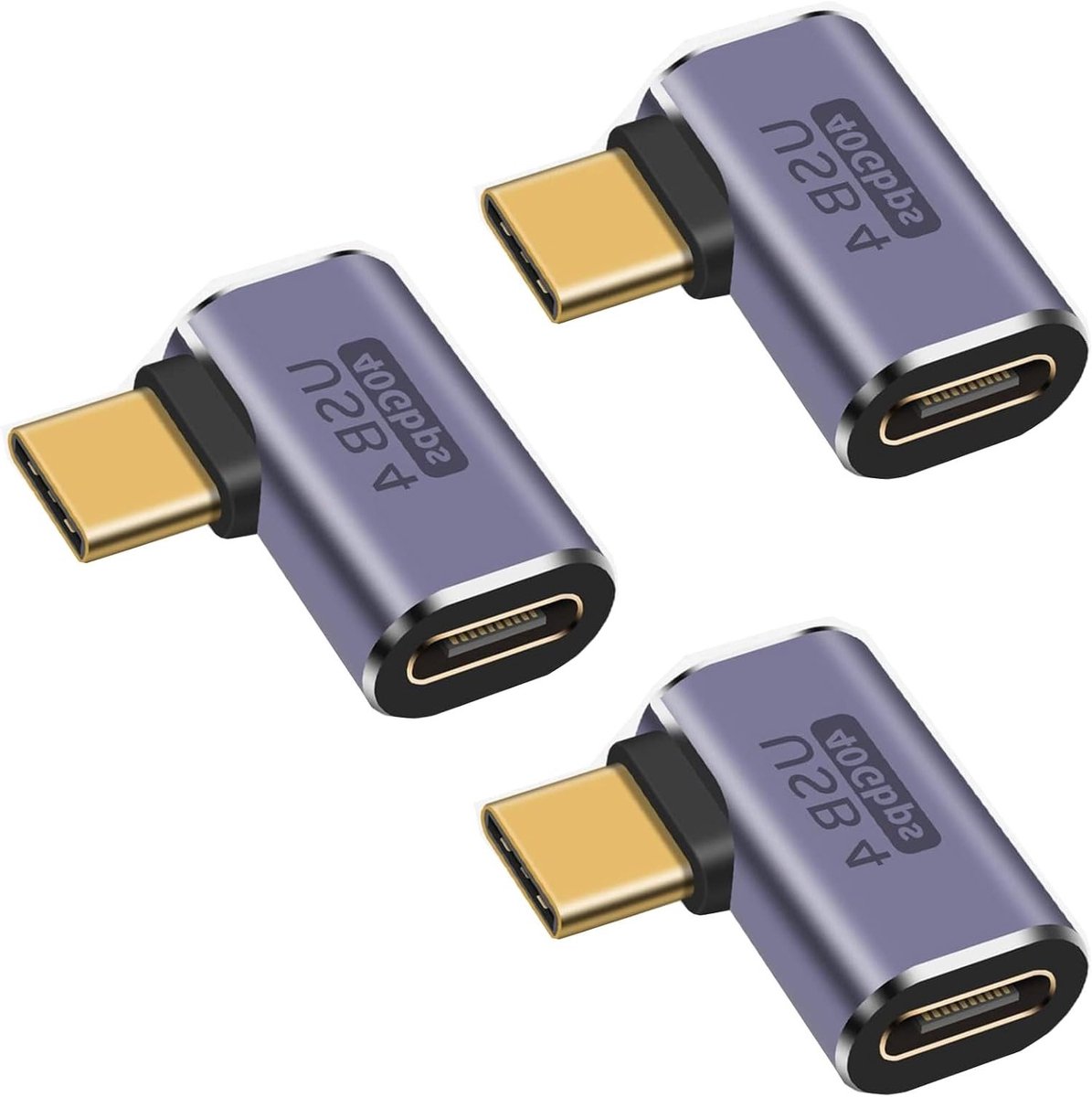 3 Stuks USB C Plug naar Vrouwelijke Adapter met 90 Graden Hoek, Type C Dataoverdracht en Oplaadpoort