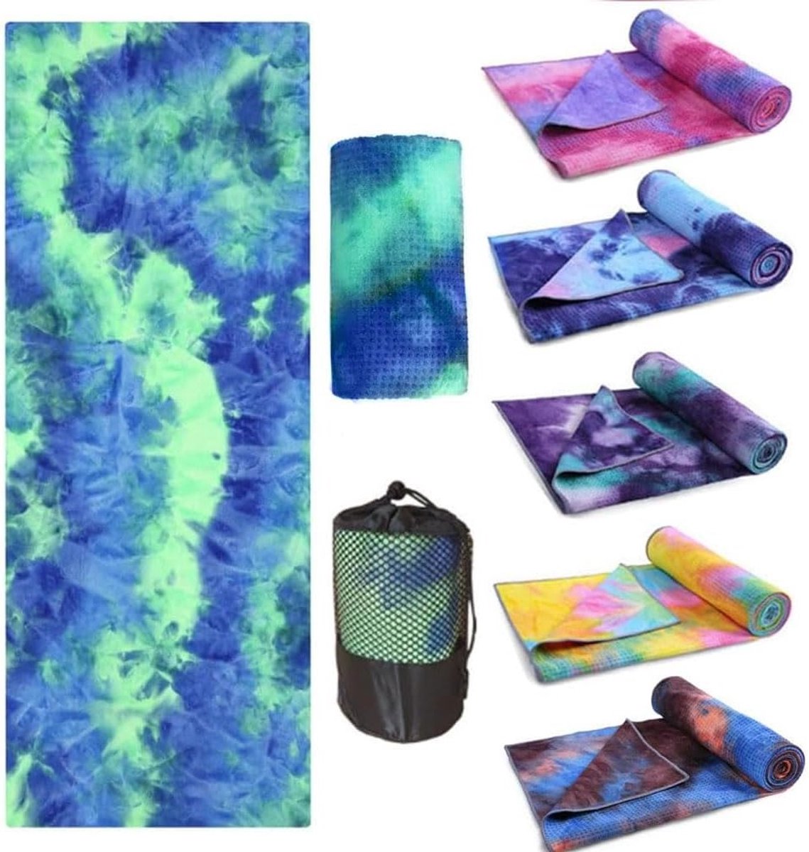 Non-slip yoga handdoek met gripdoppen, sneldrogend en superzacht, ideaal voor hot yoga, pilates en bikram