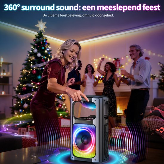Draadloze 360°-surround-partybox - draagbare Bluetooth-luidspreker - 80 W met versterkte bas van Merkloos — afbeelding 5