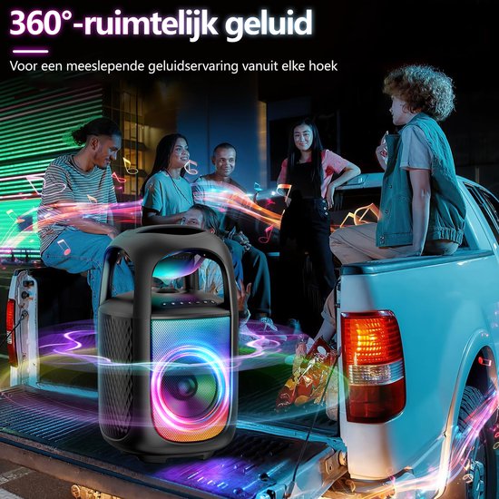 Rayofi 180W Bluetooth Speaker groot - 105dB Speakerbox - IPX5 muziekbox feestluidspeaker - voor tuin, kamperen, feestjes - zwart van Rayofi — afbeelding 5
