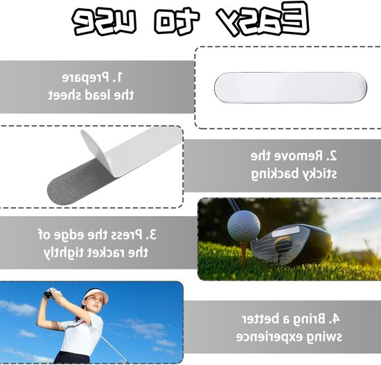 Set van 10 Stuks Zelfklevende Gewichten Tape voor Golfclubs en Tennisrackets - Verhoog Swinggewicht met 3g Lood Tape, Ideaal voor Precisie en Balans — afbeelding 4