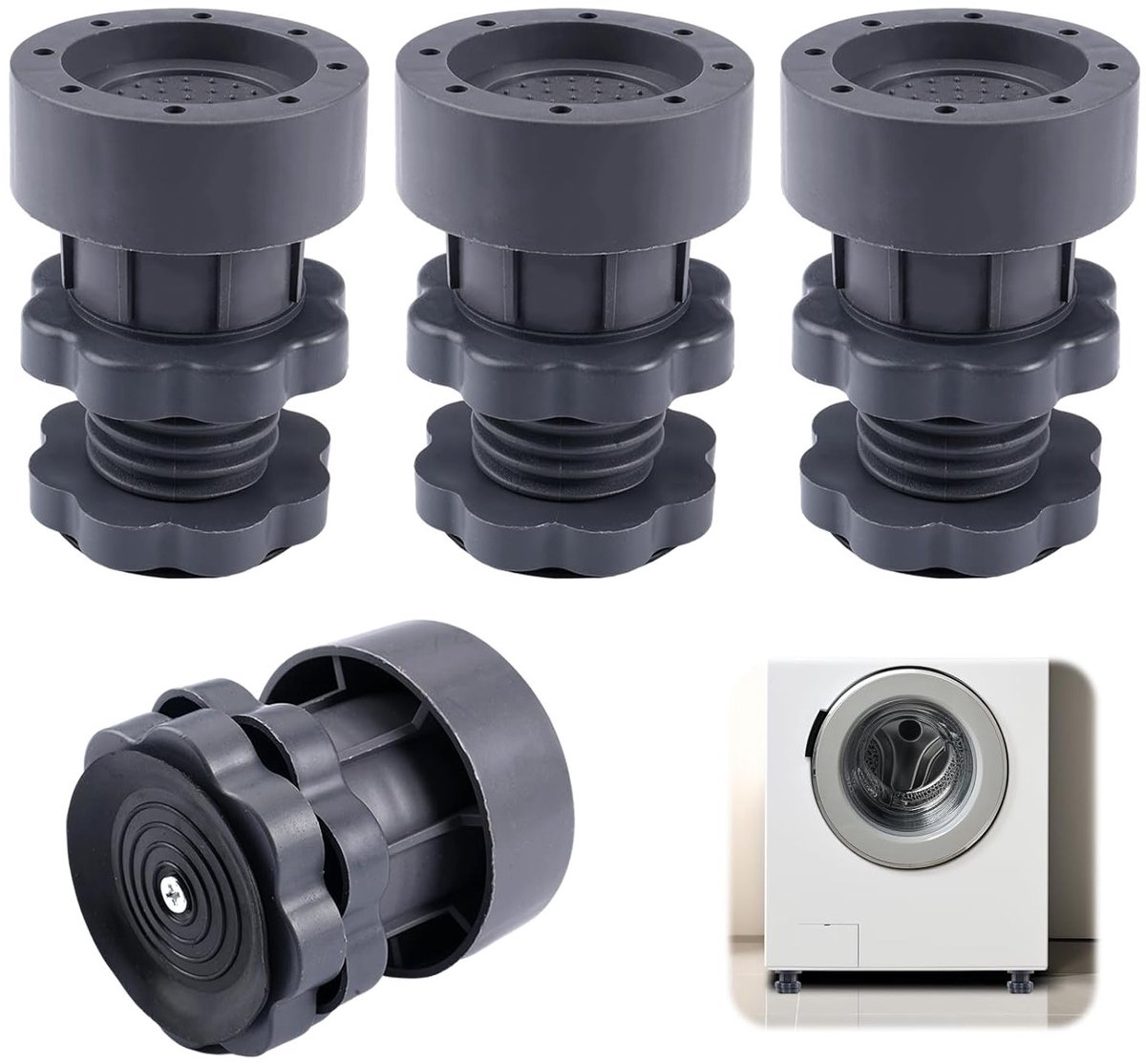 Verstelbare Antivibratie Voeten voor Wasmachines, Droogmachines en Meubels - Hoogte 10-12 cm, 4 Stuks