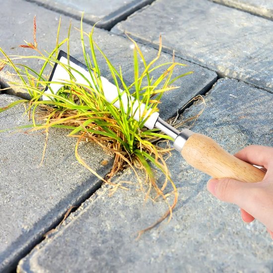 Roestvrijstalen Onkruidschraper met Houten Handvat voor Efficiënt Onkruid Verwijderen, Planten en Snoeien van Bloemen en Groenten — afbeelding 2