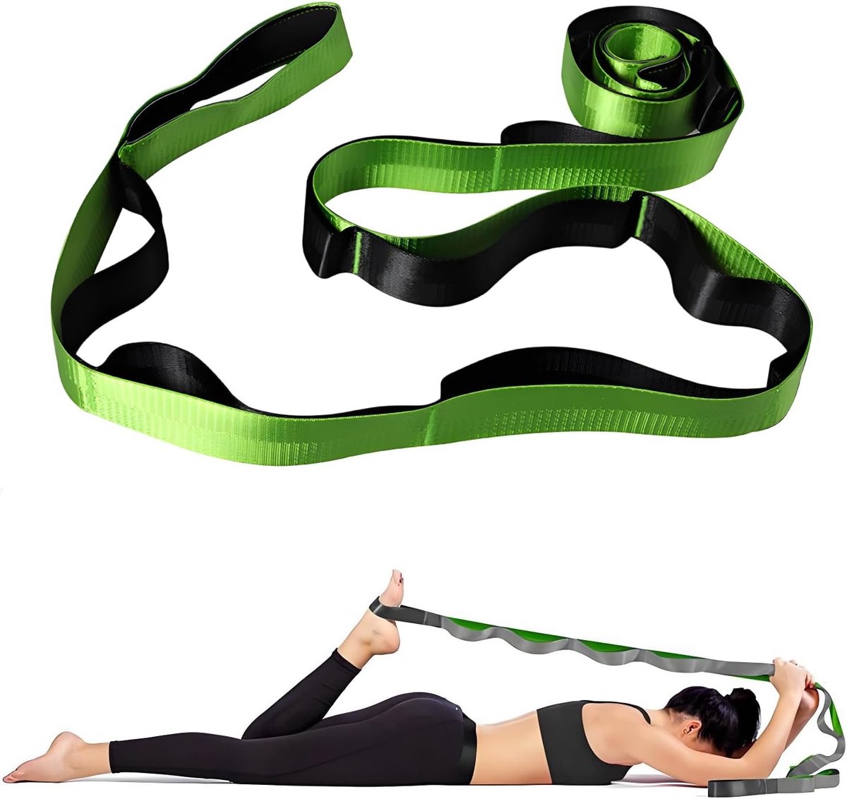 Yoga Stretchband met 12 Lussen voor Pilates, Dans en Gymnastiek - Effectieve Rekband voor Flexibiliteit en Krachttraining